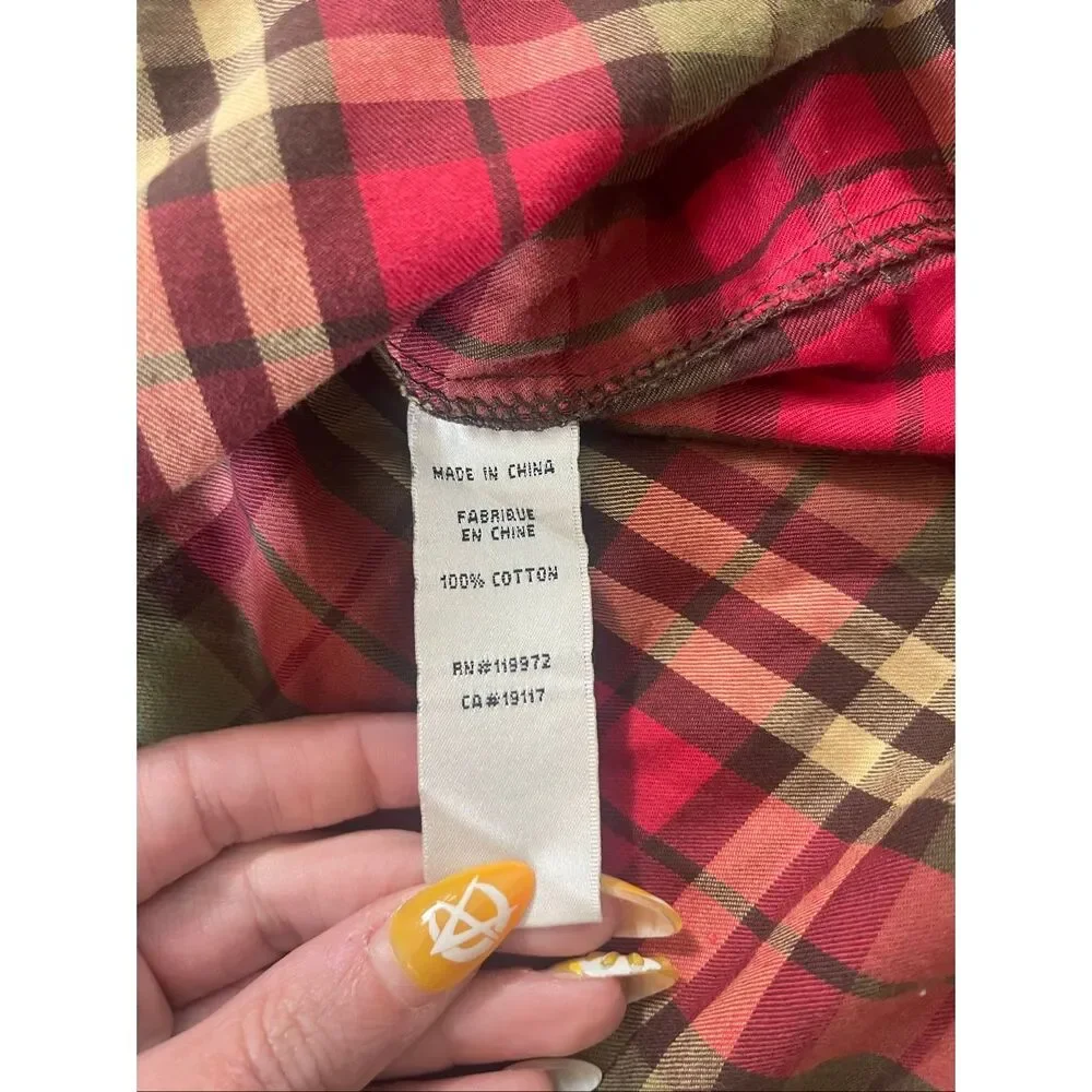 Y2K Parish Nation Urban Streetwear Plaid Button-Up – XL Rise & Shine Embroidered